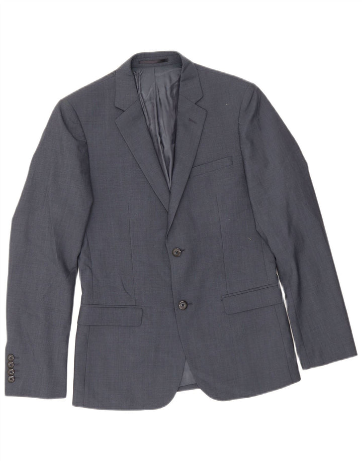 Dkny Herren-Blazer mit 2 Knöpfen, schmale Passform, UK 36, Größe S, marineblaue Wolle