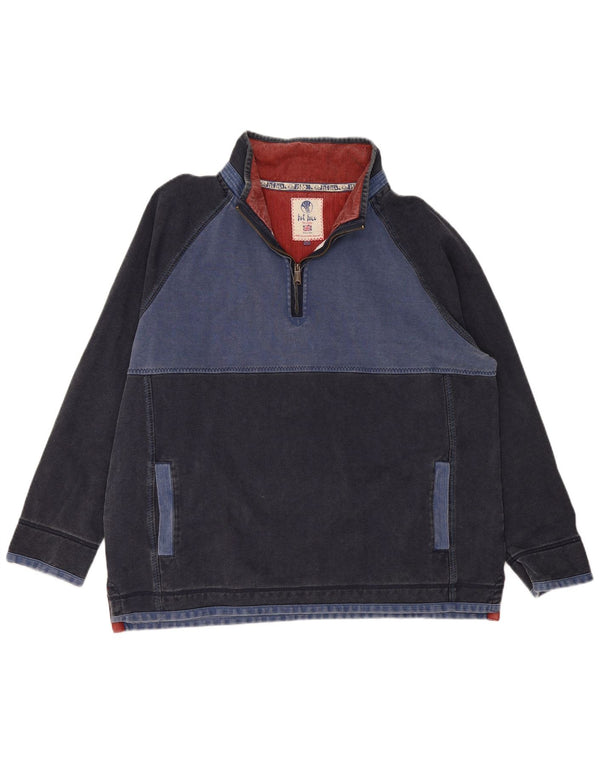 Fat Face Herren-Sweatshirt mit Reißverschluss am Hals, 2XL, Marineblau, Baumwolle