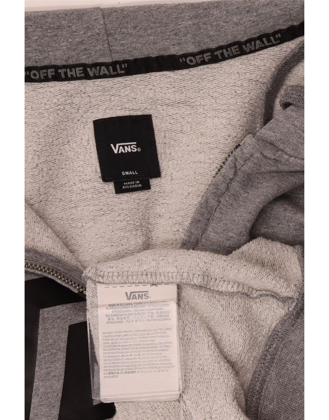 Vans Herren-Kapuzenpullover mit grafischem Reißverschluss, Größe S, Grau, Baumwolle