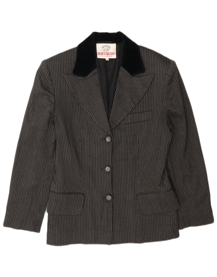 Laura Biagiotti Damen 3-Knopf-Blazerjacke IT 42 Mittelgrauer Nadelstreifen