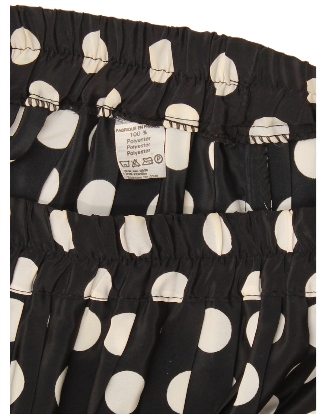 VINTAGE Damen Faltenrock W26 Kleines schwarzes gepunktetes Polyester