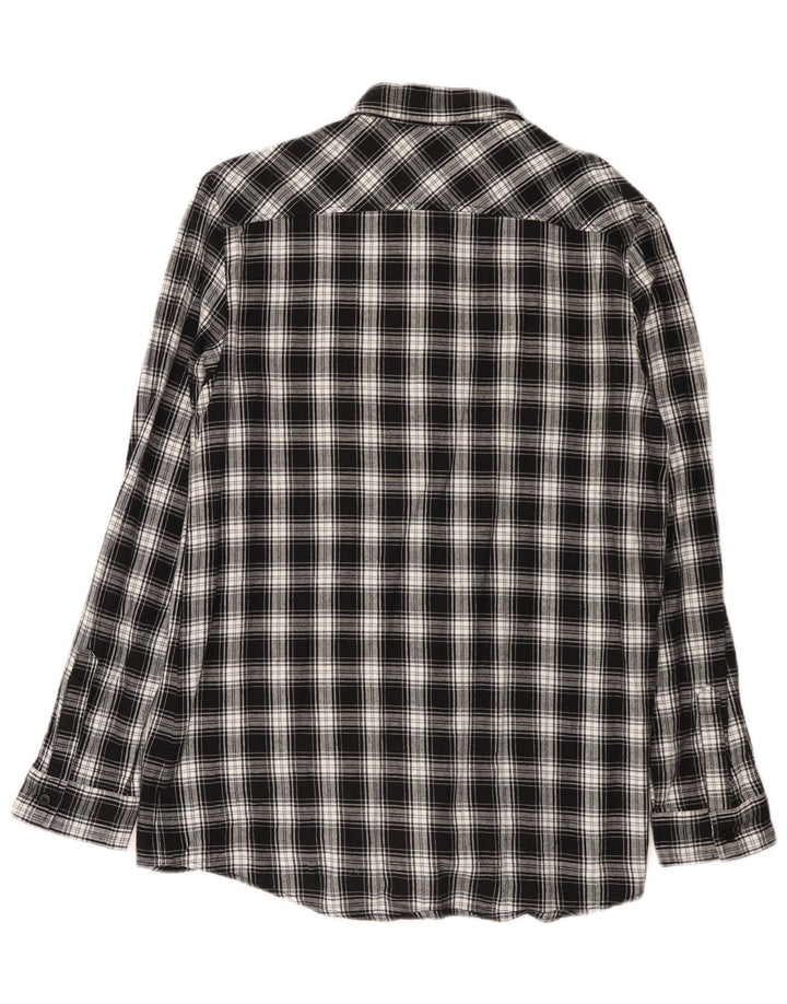 Carrera Damen Flanellhemd UK 14 Mittelschwarz karierte Baumwolle
