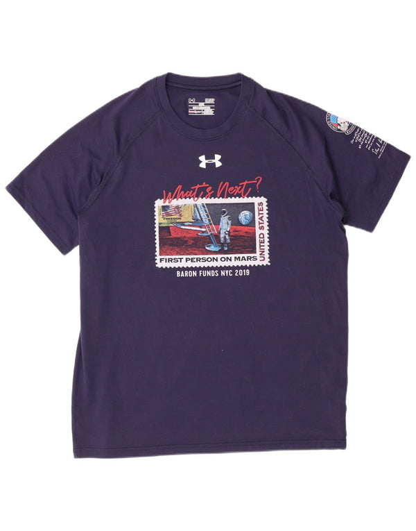 UNDER ARMOUR Herren lockeres Grafik-T-Shirt-Oberteil Small Navy Blue Polyester