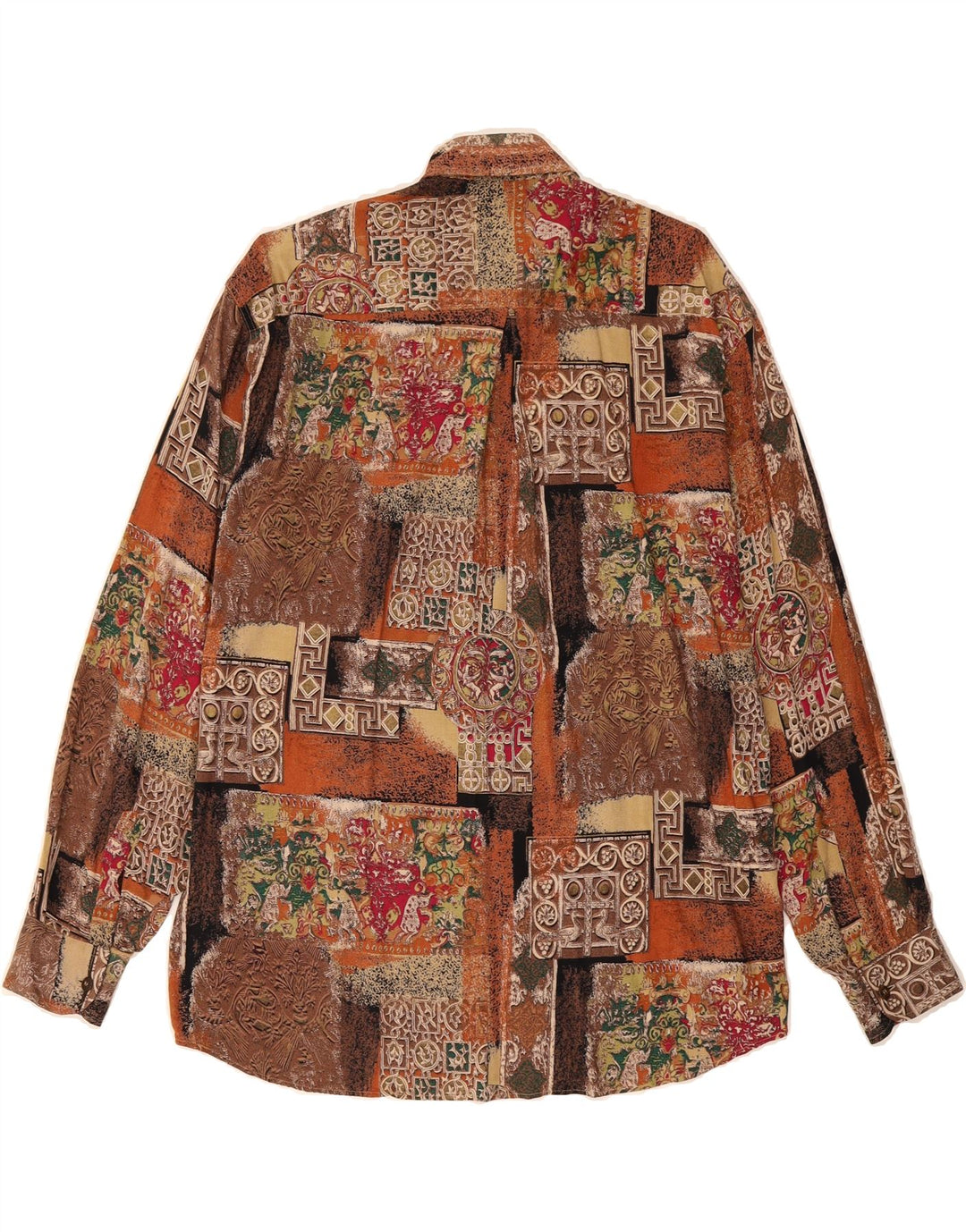 MAC FASHION Mens Abstract Pattern Shirt Medium Brown Viscose Vintage Mac Fashion and Second-Hand Mac Fashion from Messina Hembry 