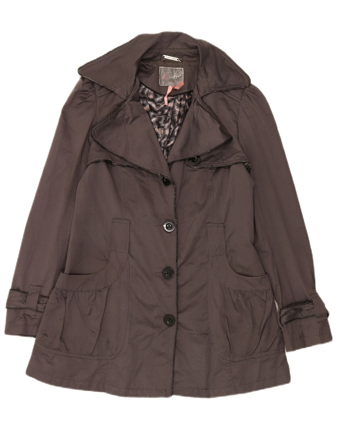 Lipsy Damen Trenchcoat UK 12 Mittelgraues Polyester