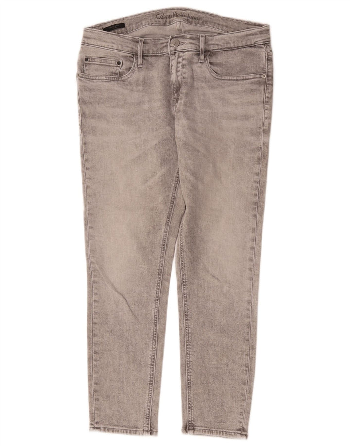 Calvin Klein Damen-Cropped-Jeans, W31, L25, graue Baumwolle