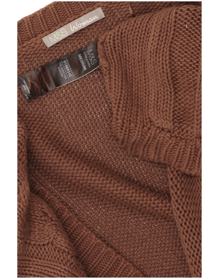 Marks & Spencer Damen-Strickjacke mit 3/4-Ärmeln, UK-Gr. 14, Mittelbraun