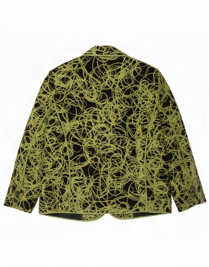 Damen-Blazer mit abstraktem Muster und 3 Knöpfen, UK 18, XL, grüne Wolle