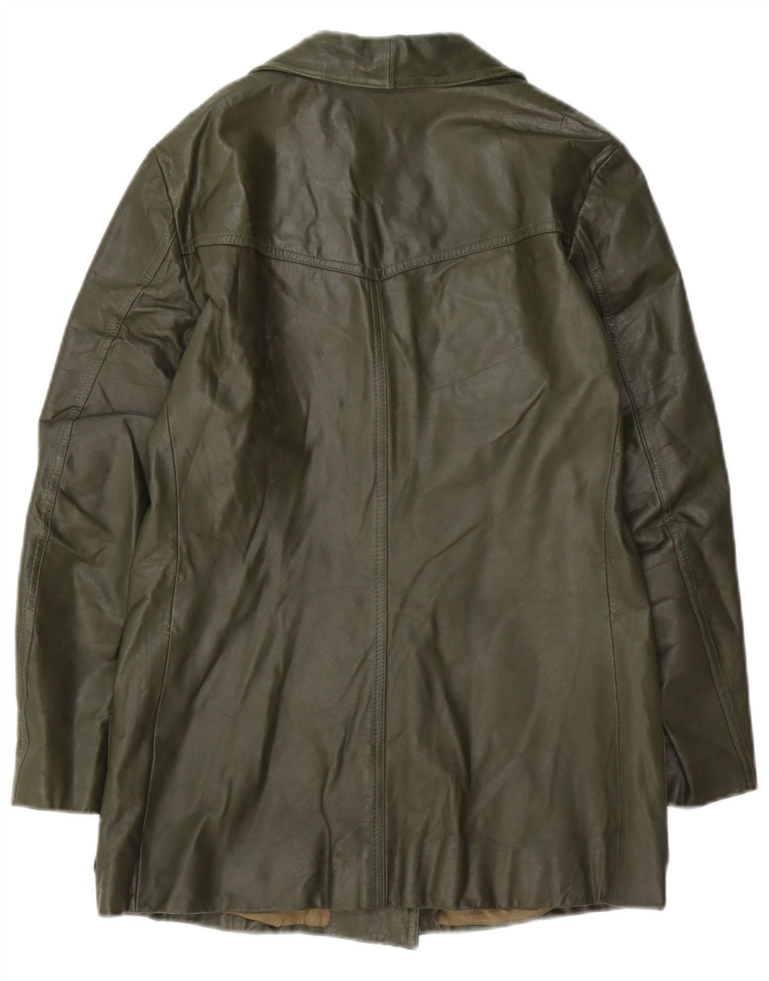 VINTAGE Damen Lederjacke UK 14 Mittelgrünes Leder