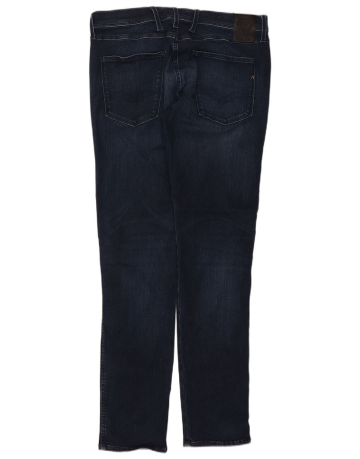 REPLAY Damen Flex Slim Jeans W36 L34 Marineblaue Baumwolle
