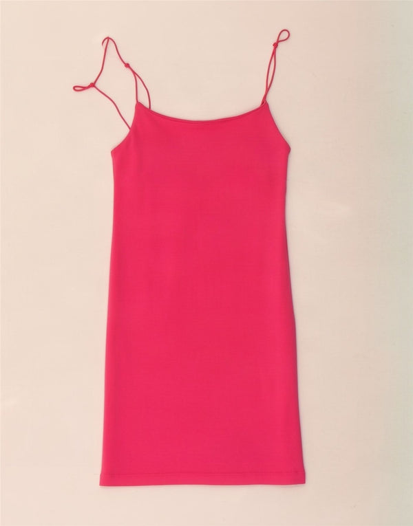Zara Damen Slip-Kleid UK 8 Small Rosa Baumwolle