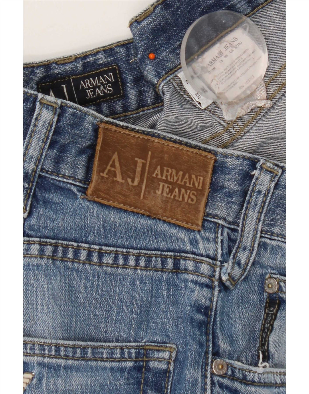 Armani Herren Straight Jeans W32 L31 Blaue Baumwolle