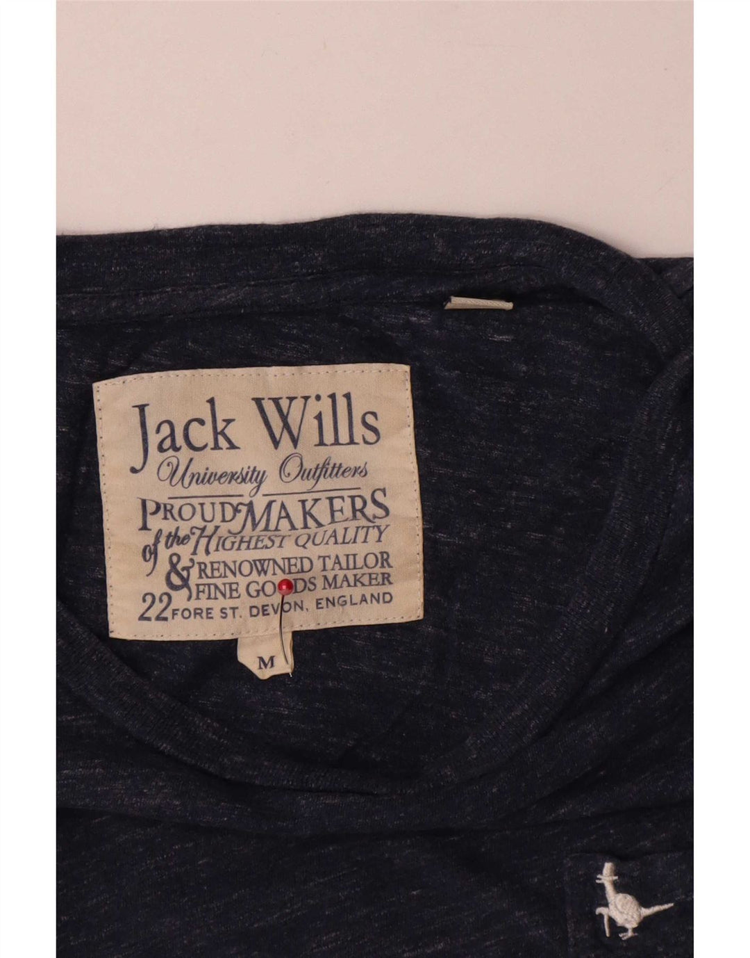 Jack Wills Herren-T-Shirt-Oberteil aus mittelblauer, melierter Baumwolle