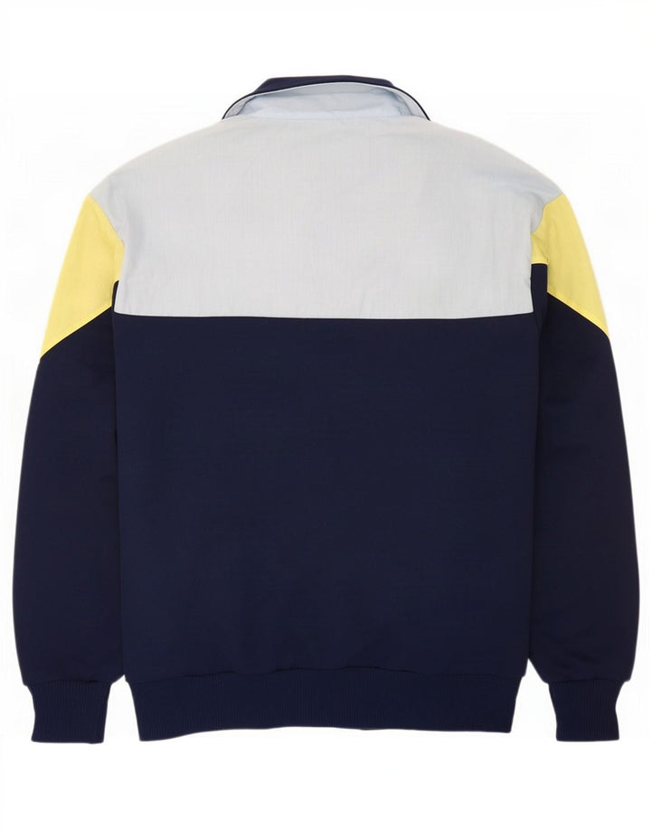 Vintage Herren Trainingsanzug Top Jacke IT 54 XL Marineblau Farbblock