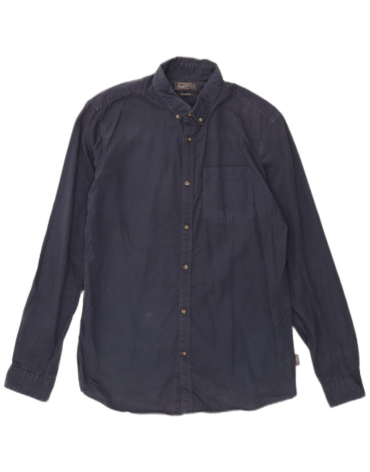 Jack & Jones Herrenhemd aus mittelblauer Baumwolle in Marineblau