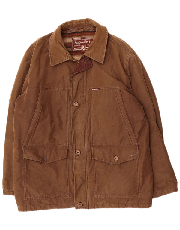 Marlboro Classics Mens Utility Jacket UK 44 2XL Brown Cotton