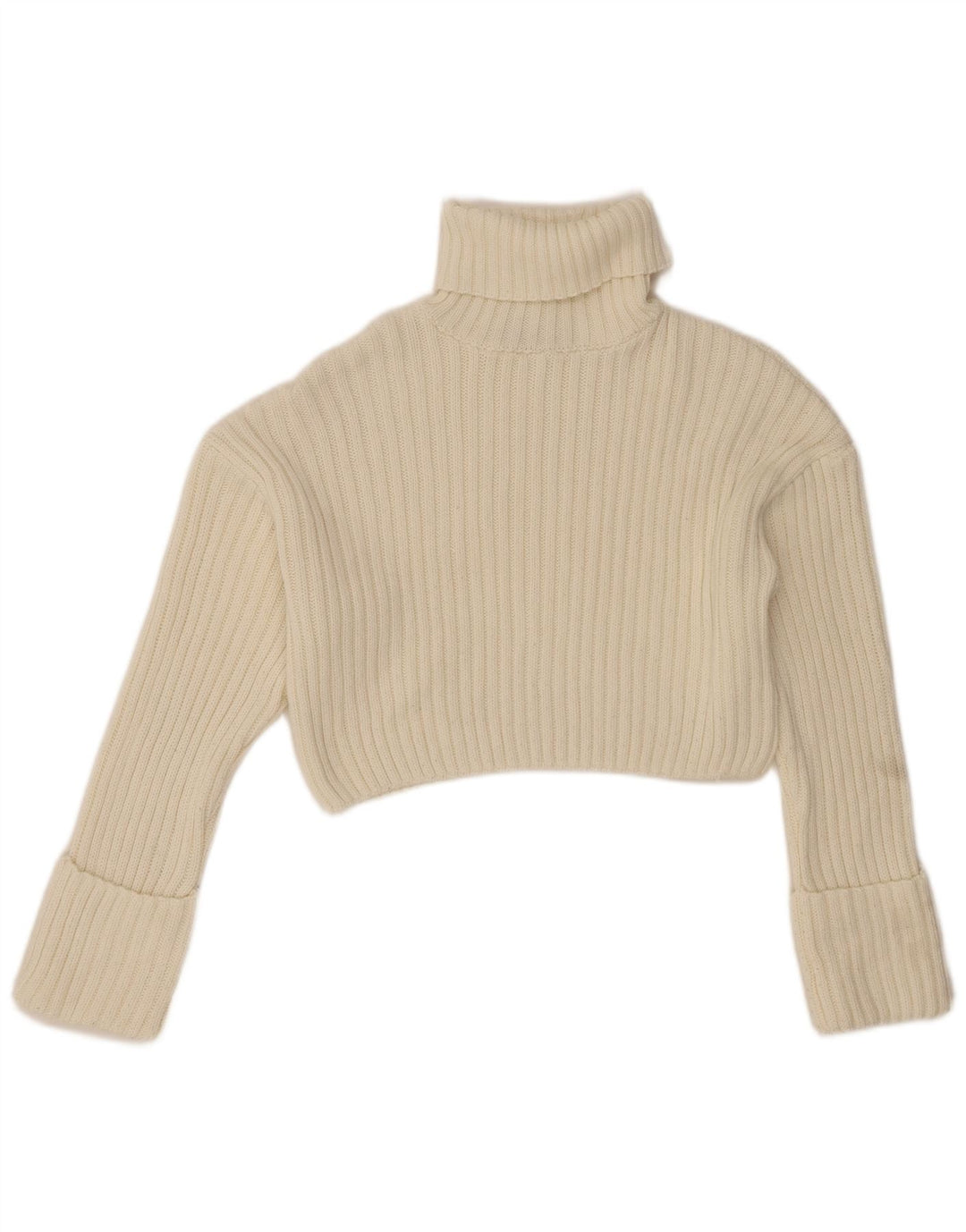 Zara Damen Crop Oversized Rollkragenpullover Pullover UK 10 Small Weiß