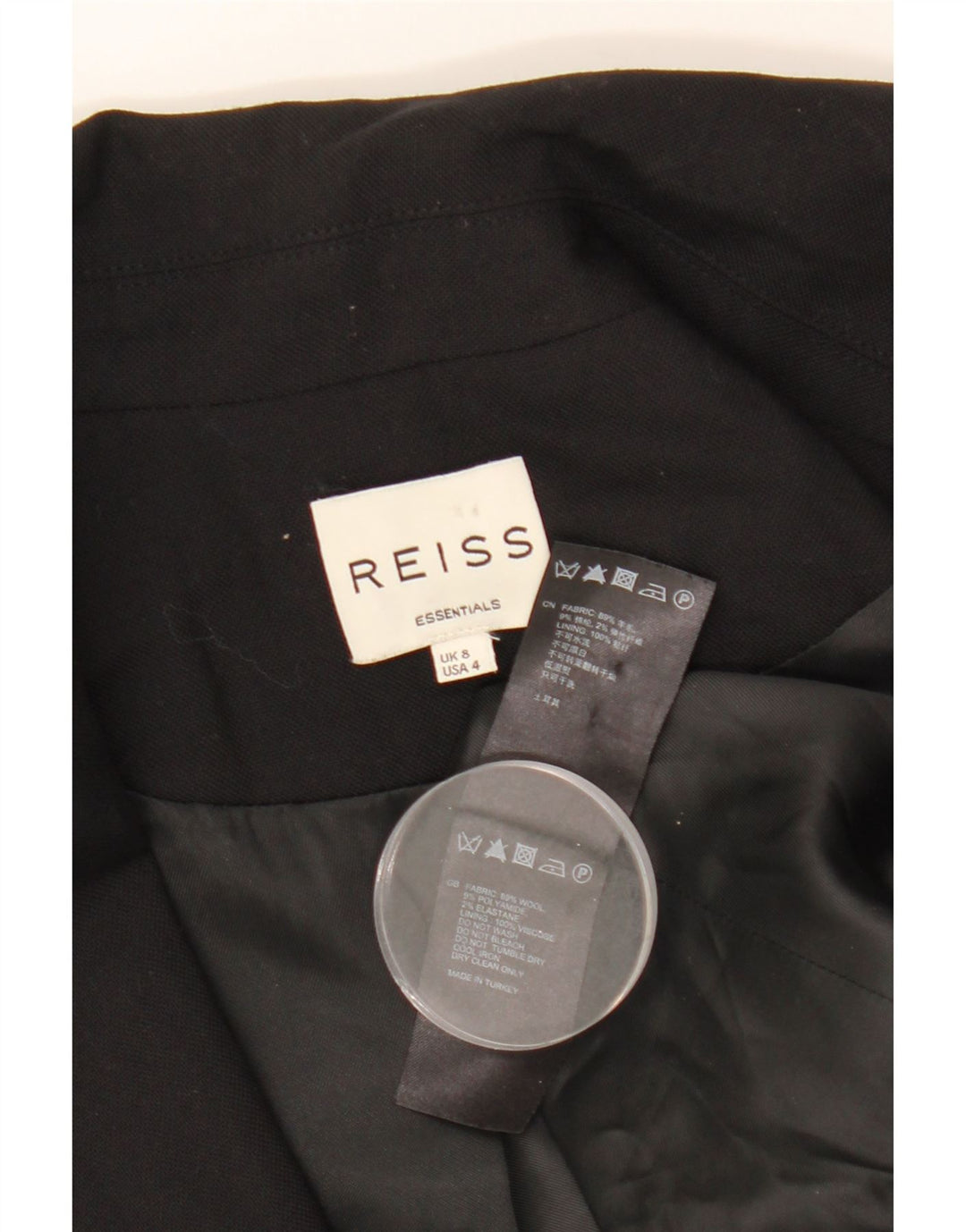 REISS Damen 1-Knopf-Blazerjacke UK 8 Small Schwarze Wolle