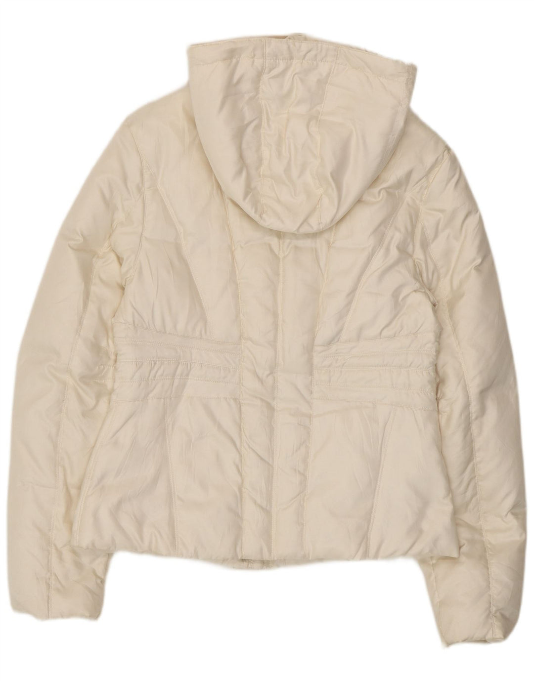 Fila Wattierte Damenjacke mit Kapuze, UK 14, Größe L, Weiß, Polyester