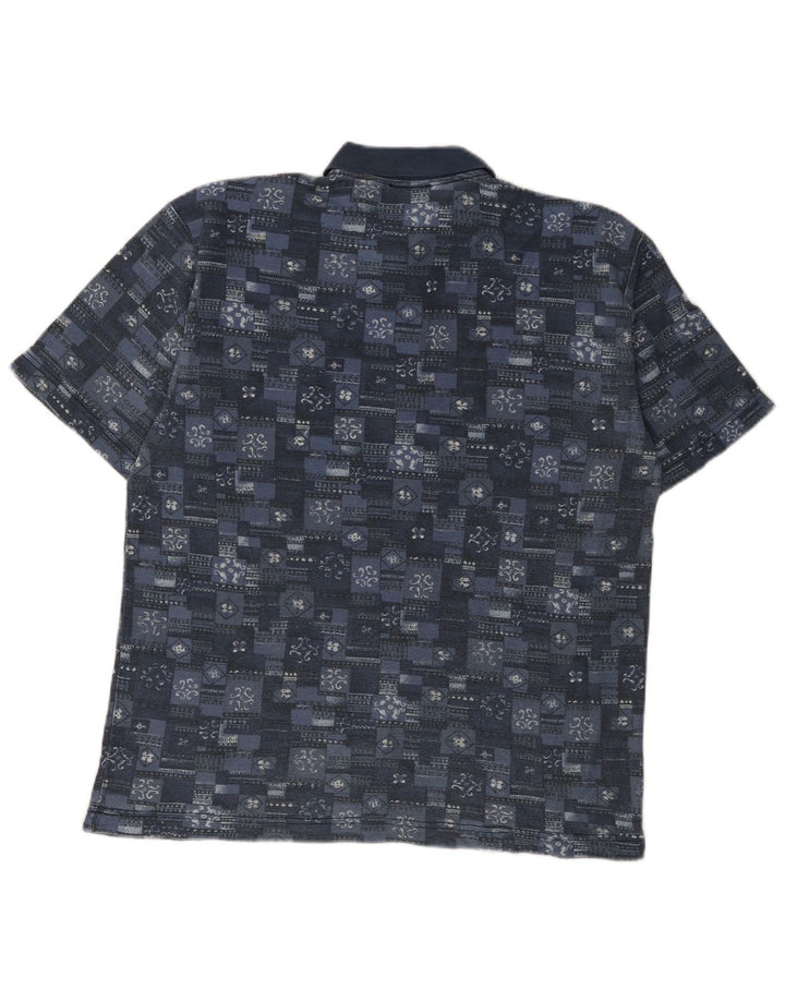 Fila Herren Poloshirt IT 52 Large Blau Geometrisch
