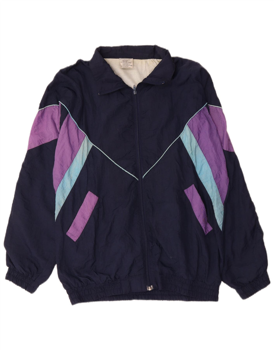 Vintage Herren Trainingsanzug Top Jacke XL Marineblau Colourblock Polyamid