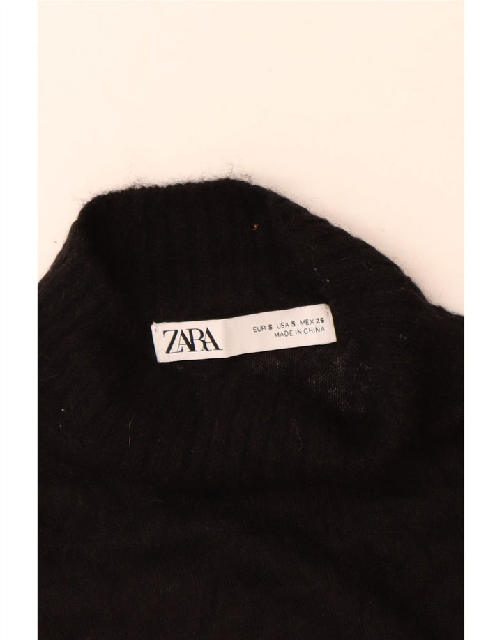 Zara Damen Crop Turtle Neck Pullover Pullover UK 10 Small Schwarz