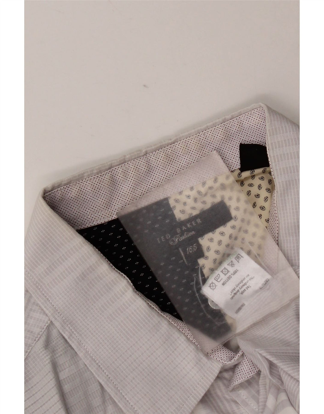 Ted Baker Herrenhemd, Größe 16,5, groß, graue Gingham-Baumwolle