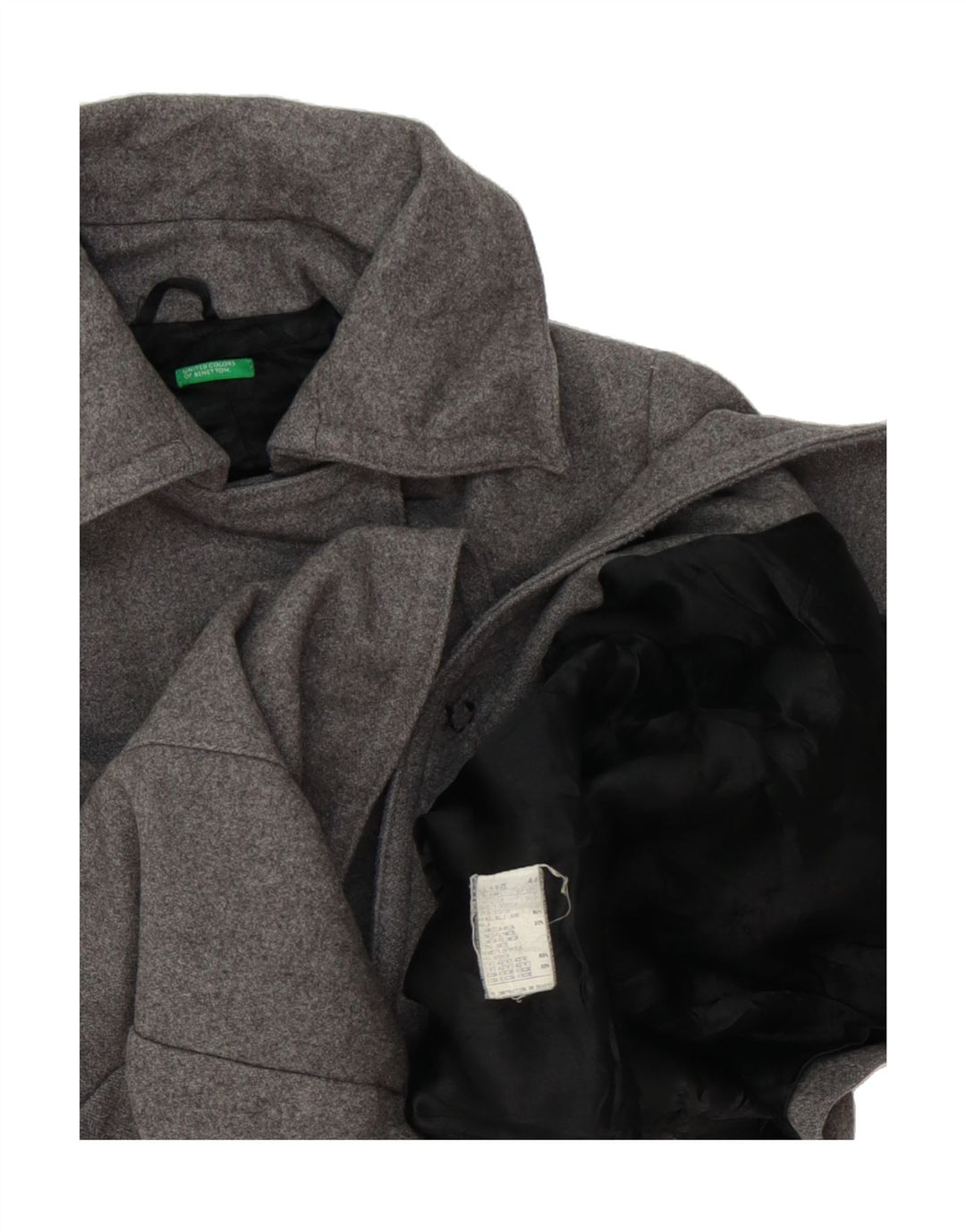 BENETTON Womens Overcoat IT 44 Medium Grey Wool Vintage Benetton and Second-Hand Benetton from Messina Hembry 