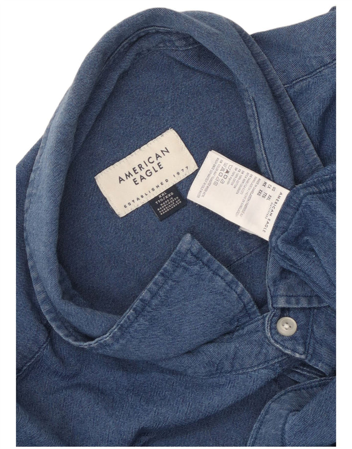 American Eagle Herrenhemd 2XL Blaue Baumwolle