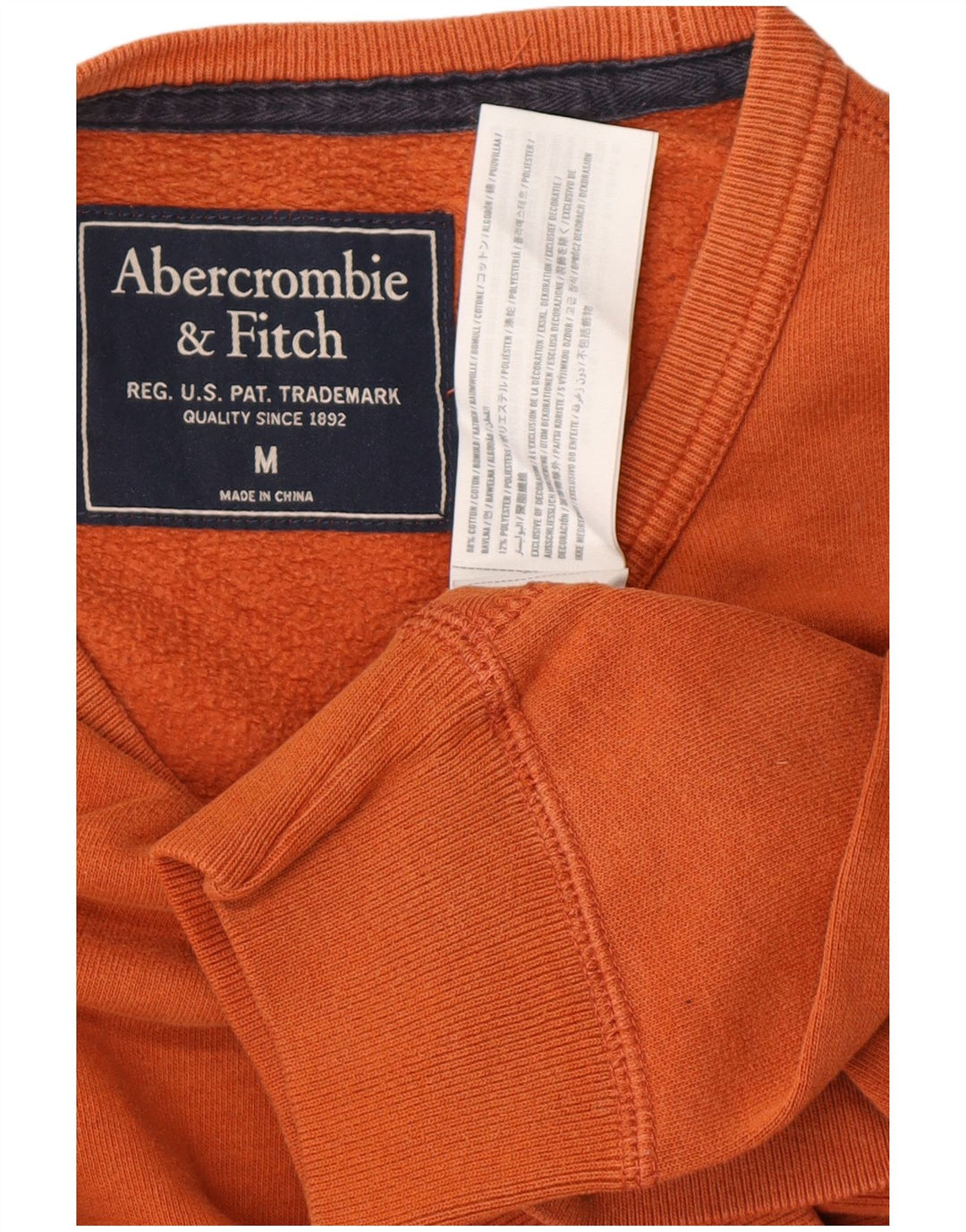 ABERCROMBIE & FITCH Herren-Sweatshirt-Pullover aus mitteloranger Baumwolle