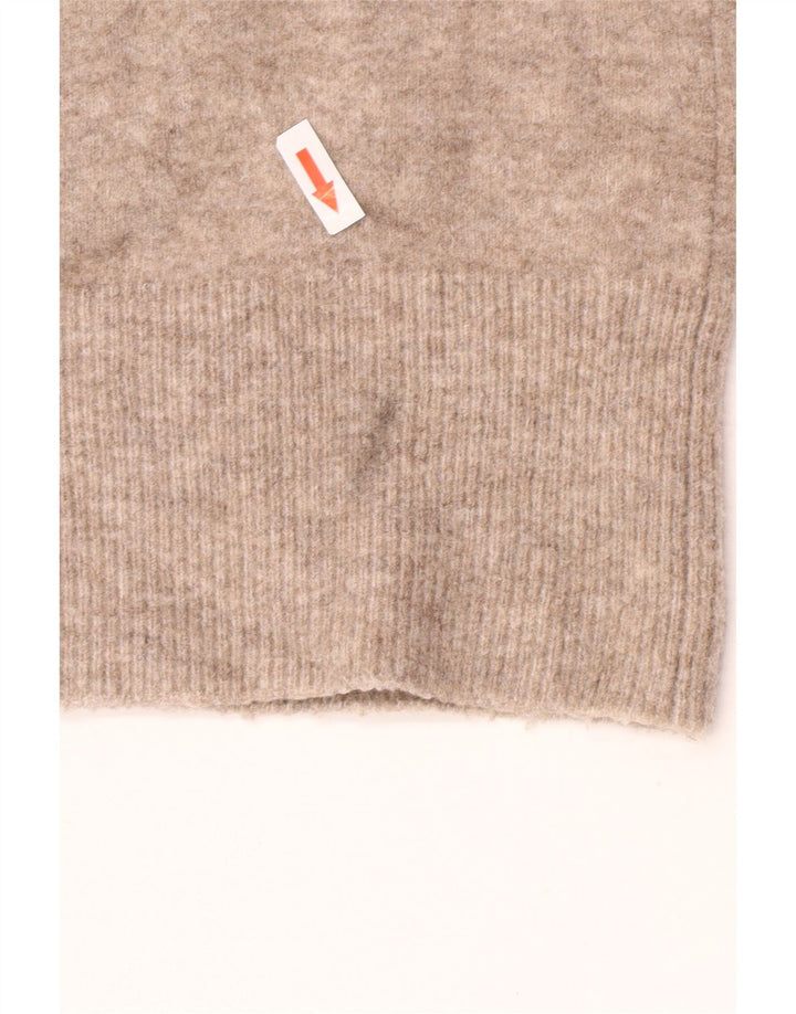 Zara Damen-Pullover mit V-Ausschnitt, übergroß, Gr. 10, Größe S, braun gefleckt