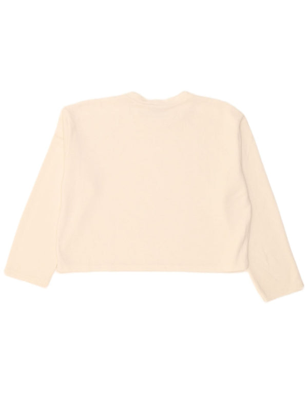 Zara Damen Crop Oversized Top Langarm UK 14 Mittelweiß