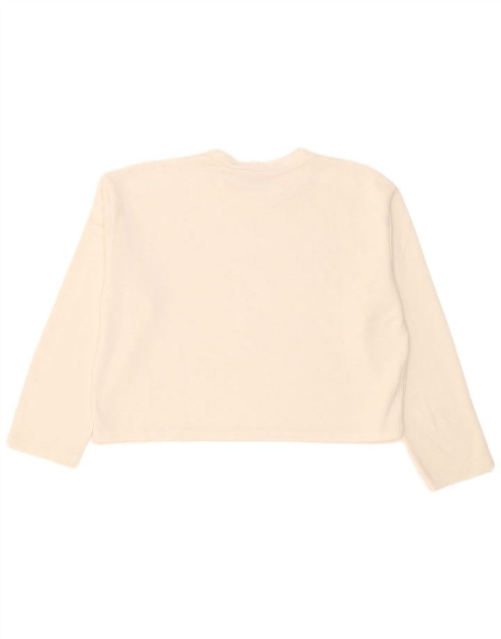 Zara Damen Crop Oversized Top Langarm UK 14 Mittelweiß