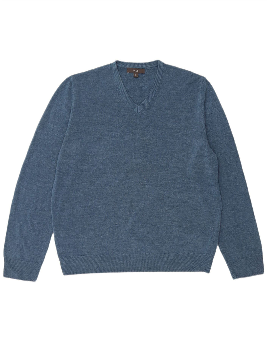 Marks & Spencer Herren-Pullover mit V-Ausschnitt, XL, blaues Acryl