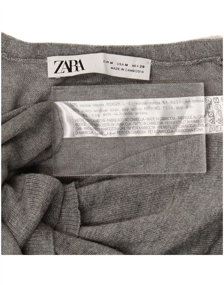 Zara Damen-Cardigan-Pullover UK 14 Mittelgraue Viskose