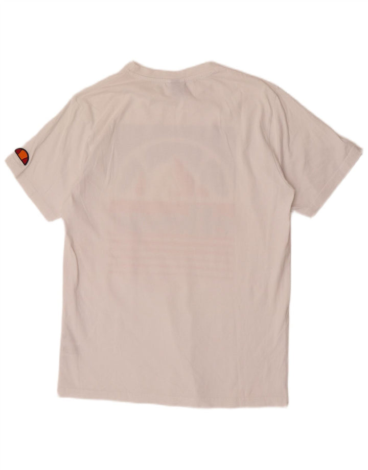 Ellesse Herren-T-Shirt mit Grafik, Größe S, weiße Baumwolle