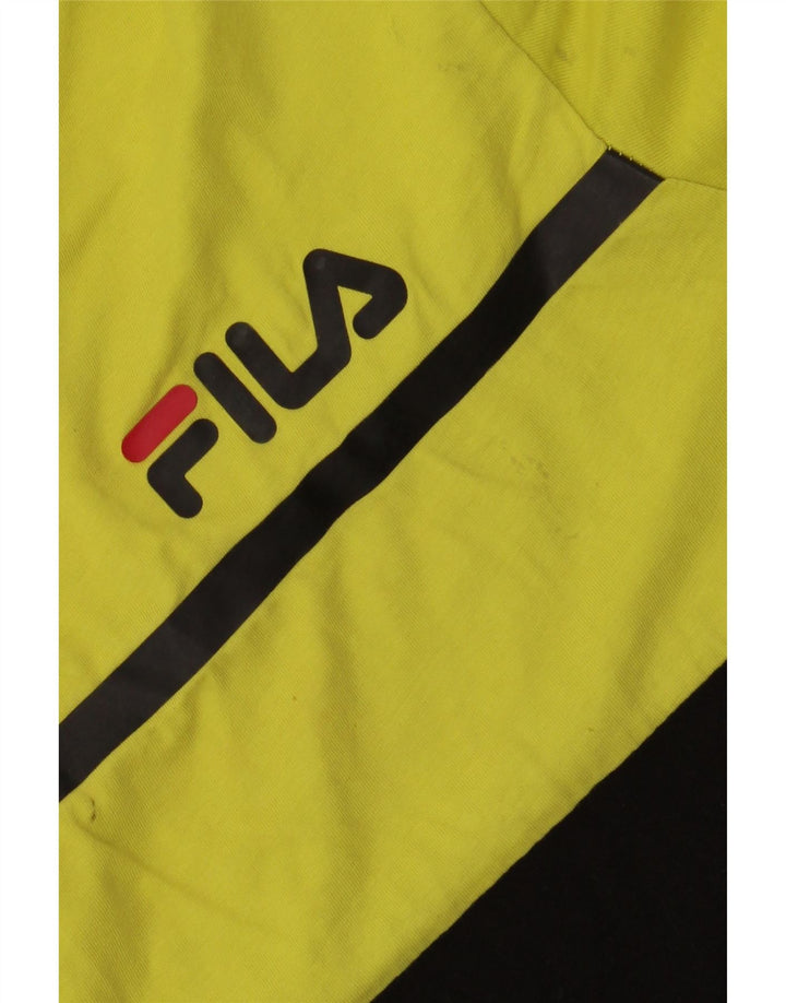 FILA Herren-Grafik-T-Shirt-Oberteil XL aus schwarzer Colourblock-Baumwolle