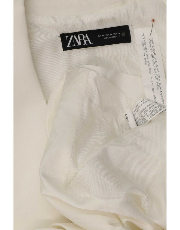 Zara Damen-Blazer, übergroß, 1 Knopf, Gr. 6, XS, weiße Viskose