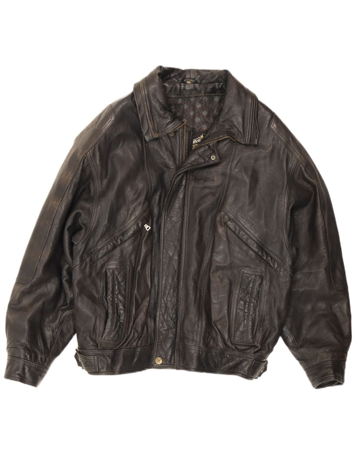 Suprema Herren Lederjacke IT 48 Mittelschwarzes Leder