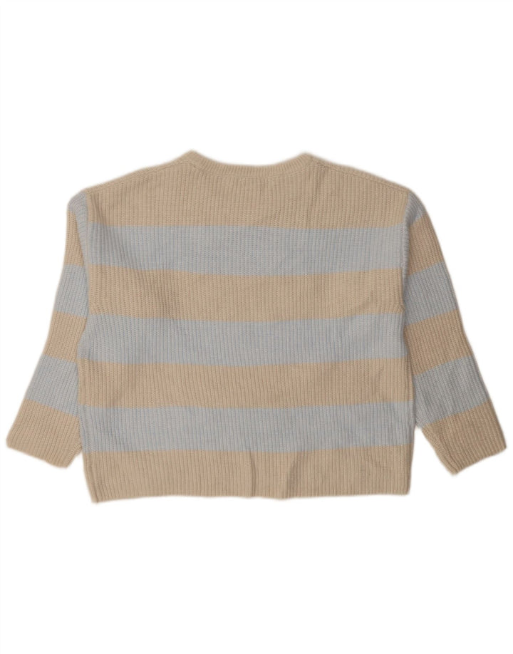Marks & Spencer Damen-Pullover mit Rundhalsausschnitt, Gr. 14, mittelbeige gestreift