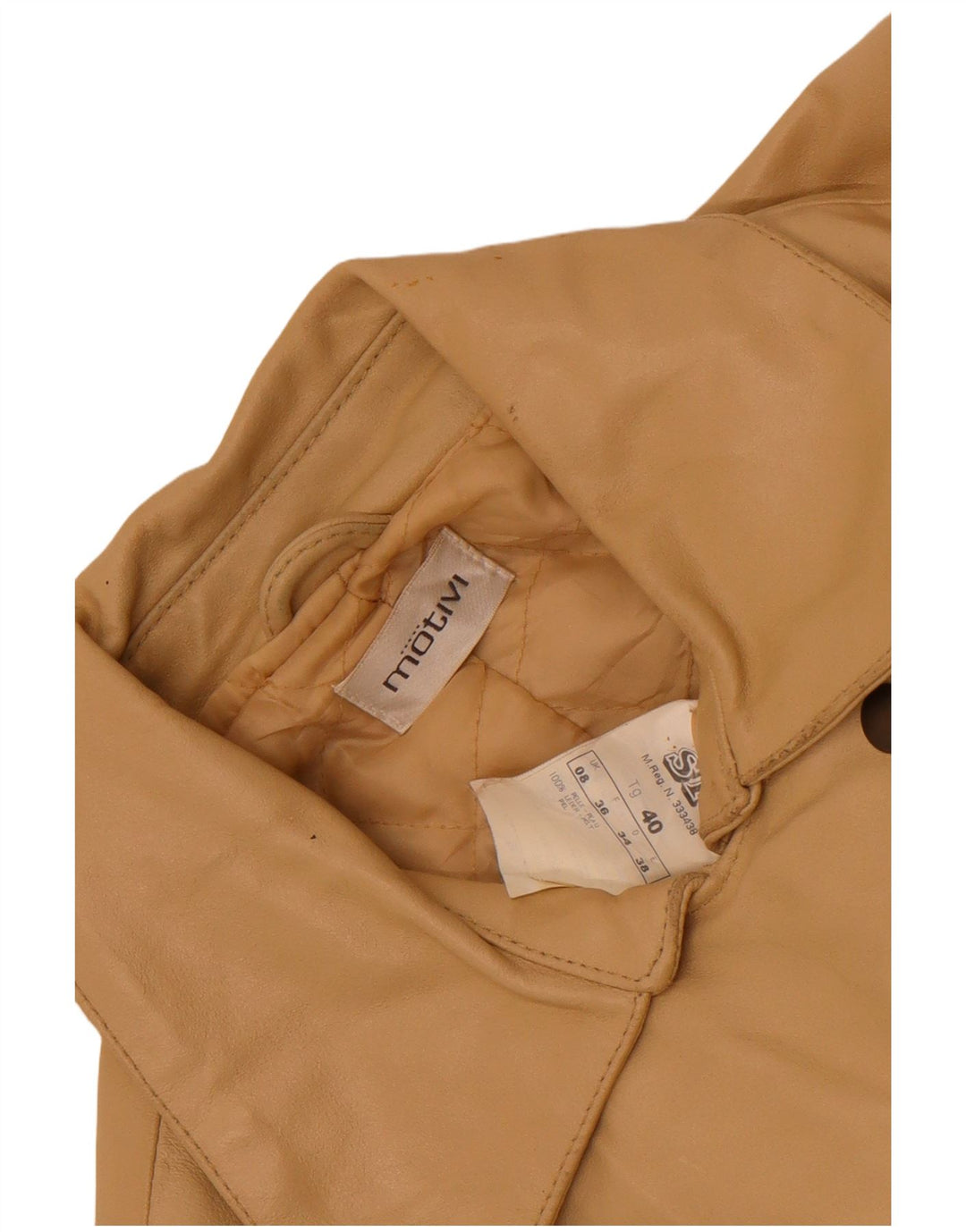 MOTIVI Damen Biker-Lederjacke UK 8 Small Beige Leder