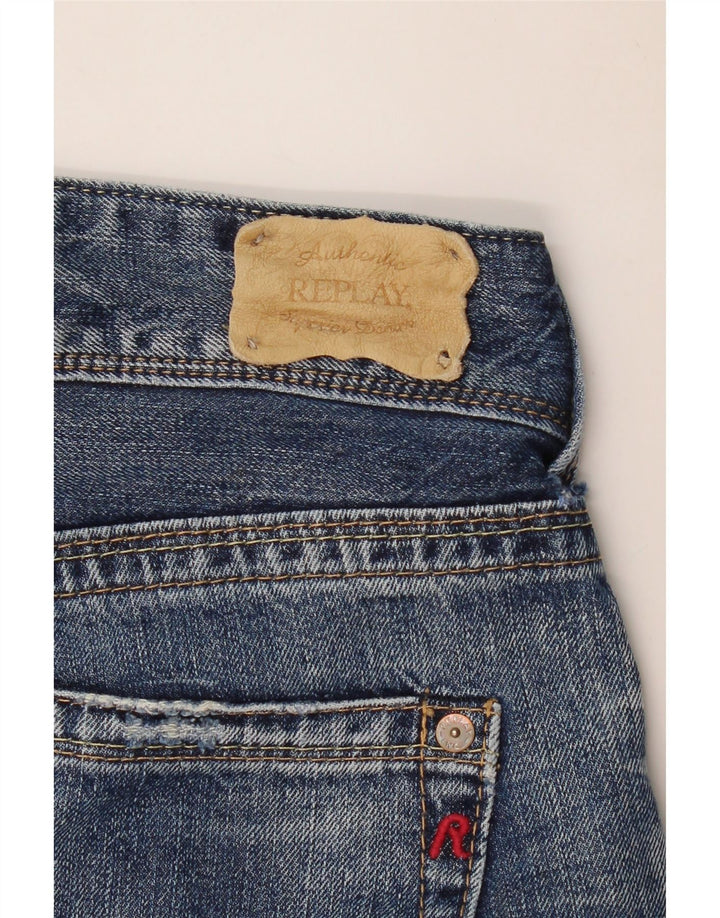 REPLAY Damen Jeans mit weitem Bein W32 L31 Blau