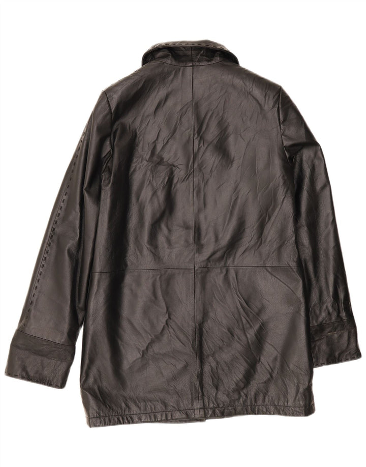 Private Damen Ledermantel IT 44 Medium Schwarz