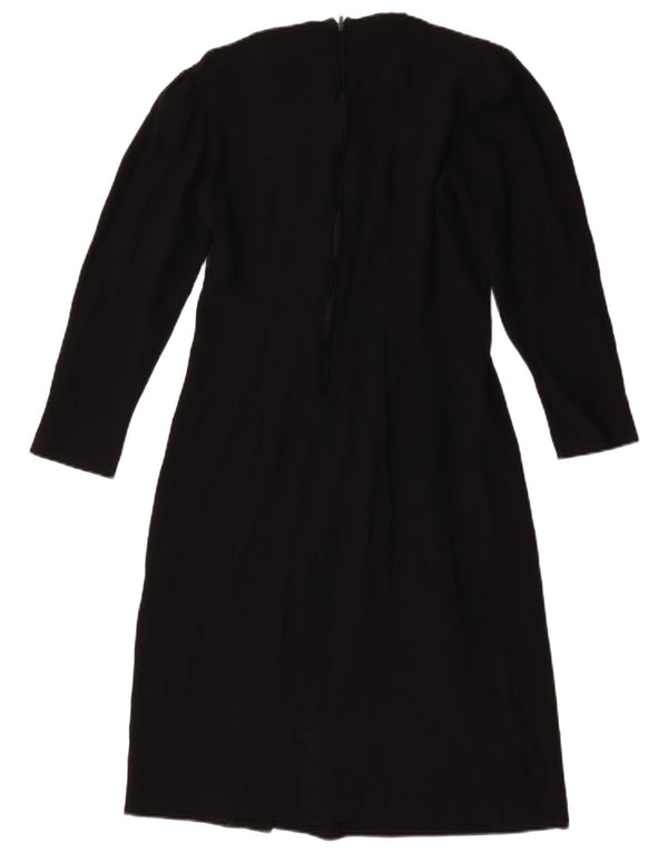 Luisa Spagnoli Damen Langarm-Etuikleid IT 48 XL Schwarz Acetat