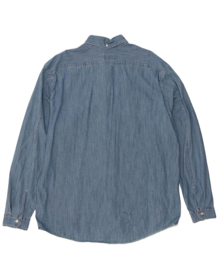 Lacoste Herren-Jeanshemd mit normaler Passform, Größe 44, XL, blaue Baumwolle