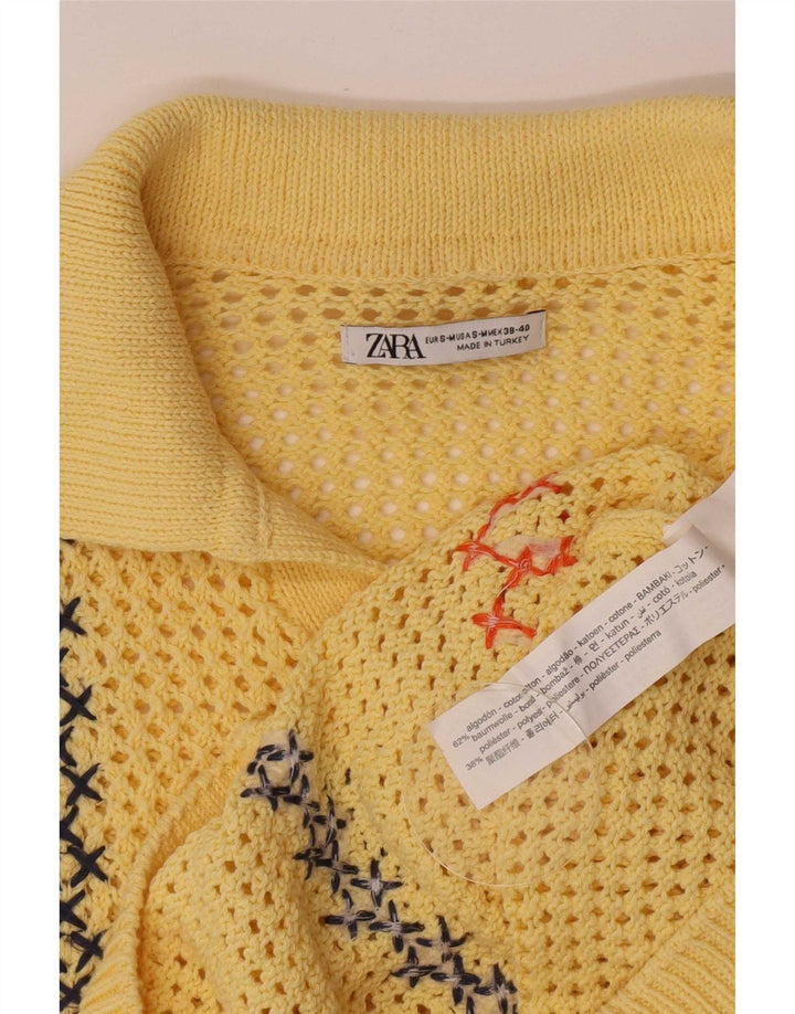 Zara Herren-Pullover mit Rollkragen, durchsichtig, klein, gelb gestreift