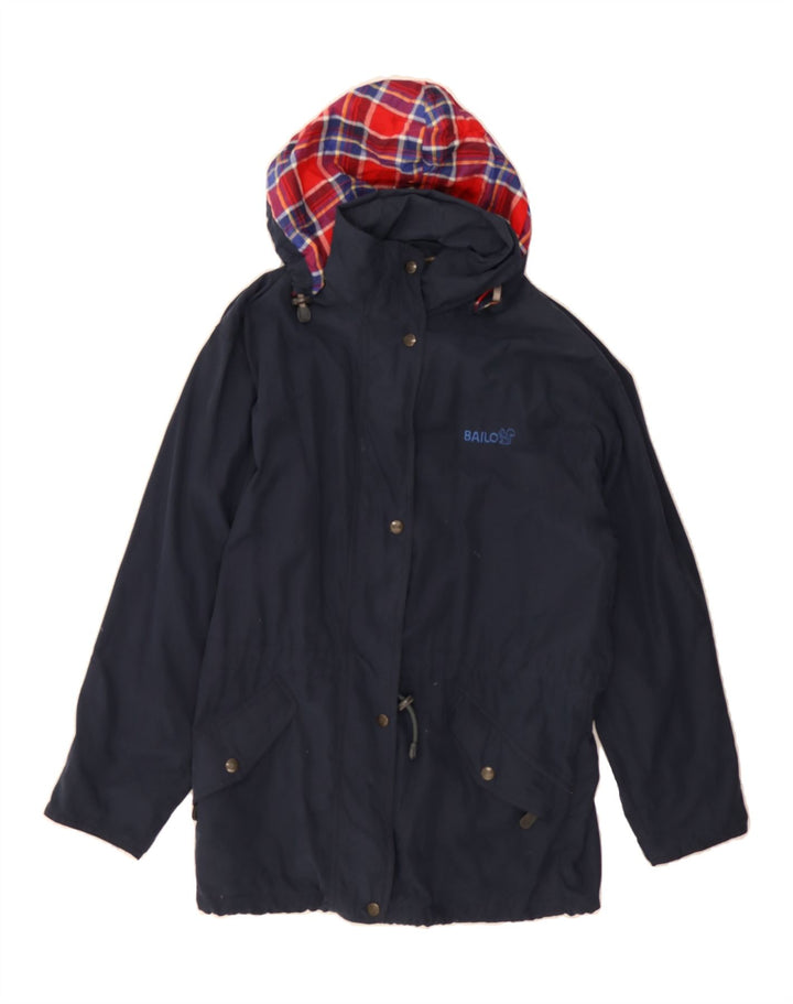 BAILO Womens Hooded Windbreaker Jacket EU 44 XL Navy Blue Cotton Vintage Bailo and Second-Hand Bailo from Messina Hembry 