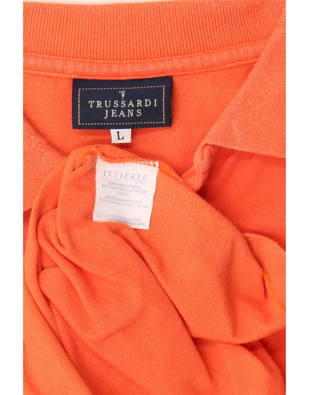 TRUSSARDI JEANS Mens Polo Shirt Large Orange Cotton Vintage Trussardi Jeans and Second-Hand Trussardi Jeans from Messina Hembry 