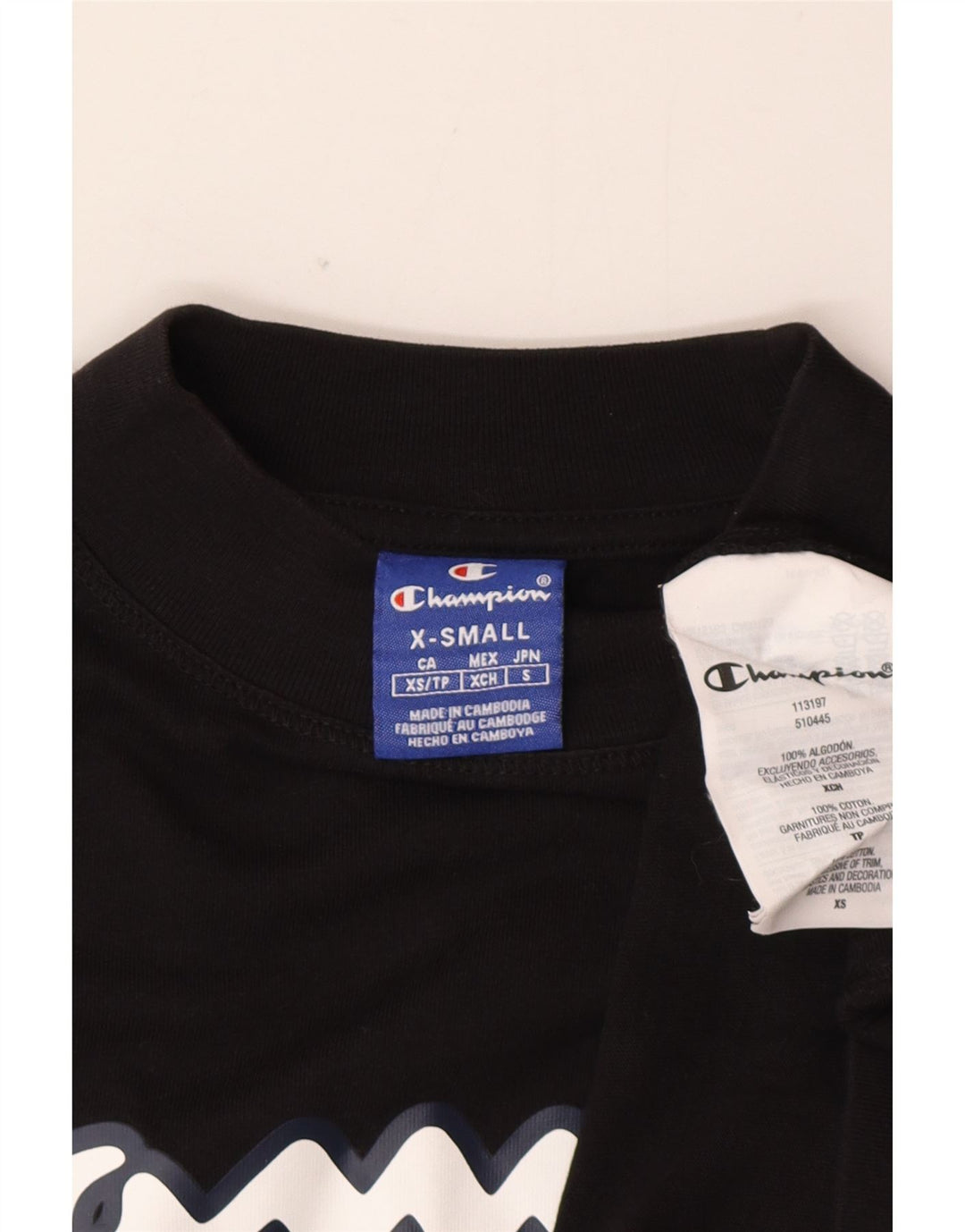 Champion Womens Graphic Oversized Sweatshirt Pullover UK 6 XS Schwarz