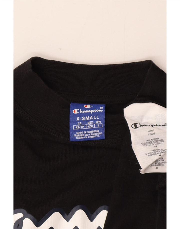 Champion Womens Graphic Oversized Sweatshirt Pullover UK 6 XS Schwarz